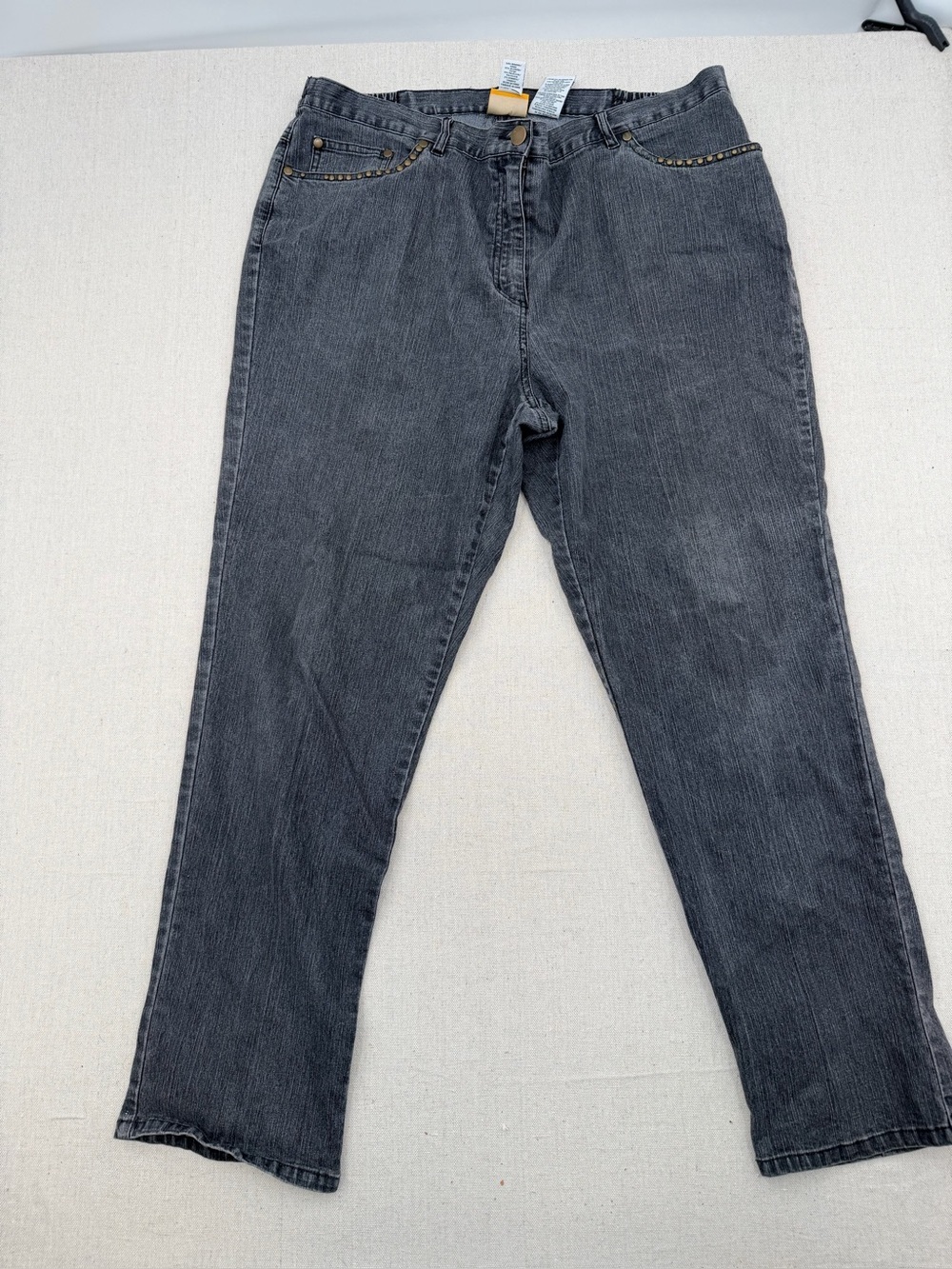 Ruby Rd. Dark Gray High-Rise Straight Leg Jeans